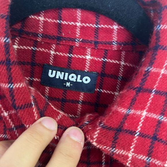 VTG 90s Uniqlo Men's Flannel Plaid Collared Buttons Up Long‎ Sleeve Shirt Size M - Picture 4 of 7
